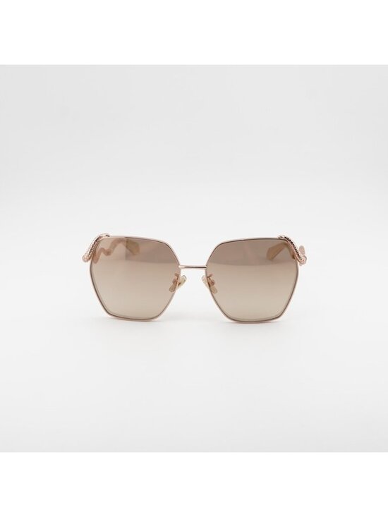Roberto Cavalli SRC035M 8FCG Sunglasses Gold Geometric Frame, Brown Lenses main image 4